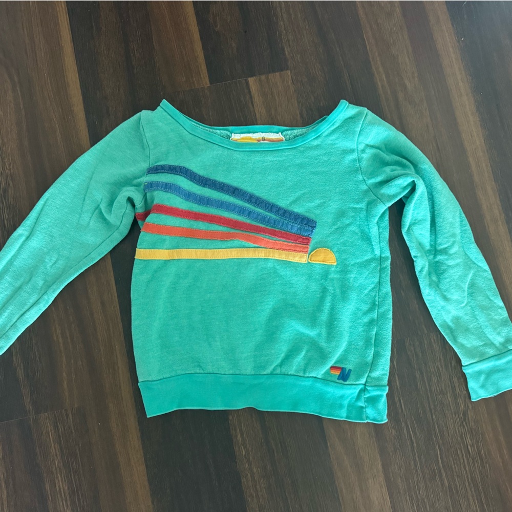 Aqua Aviator nation sweatshirt rainbow detail